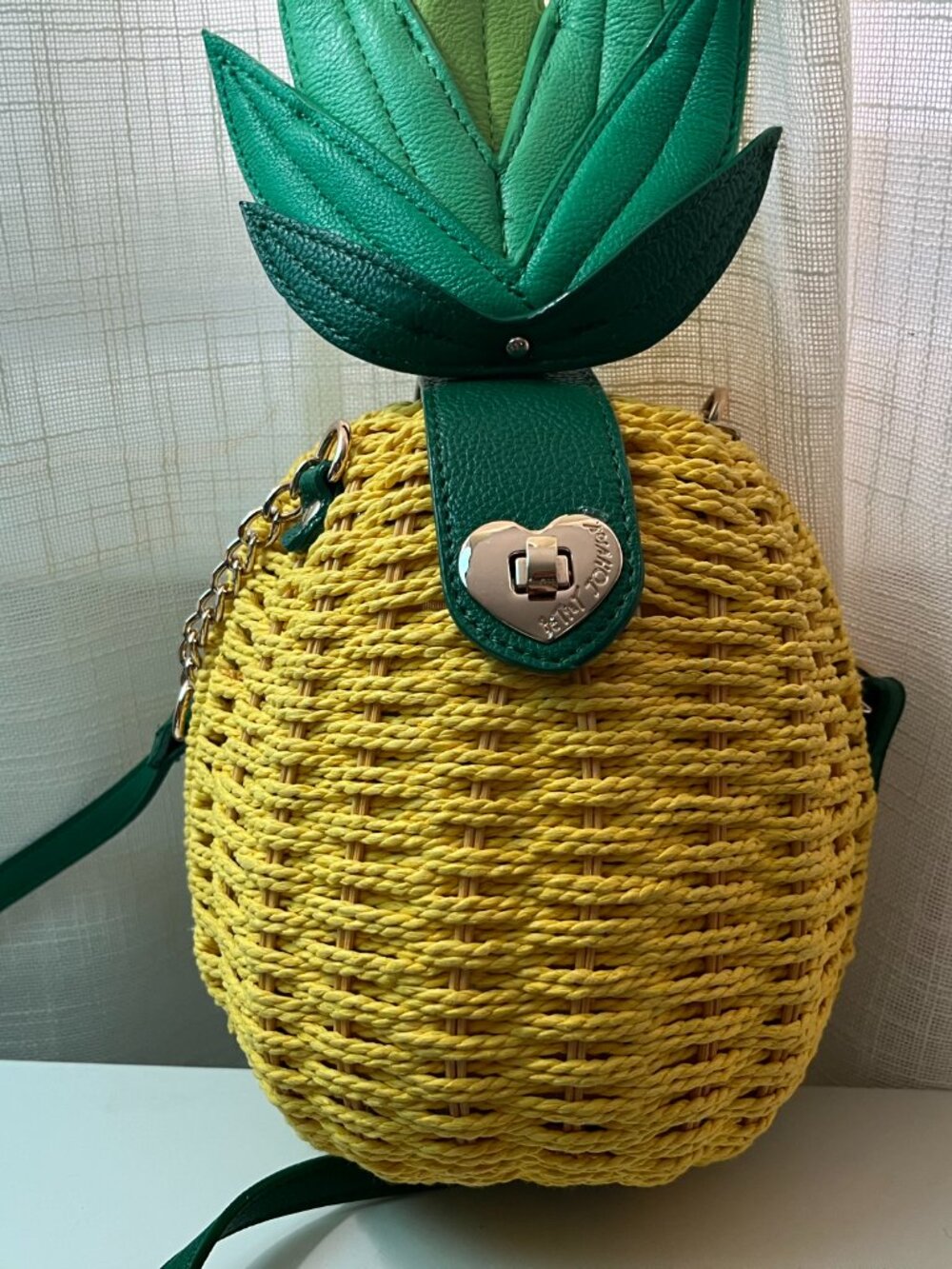 NEW Betsey Johnson Yellow Pineapple Wicker Bag